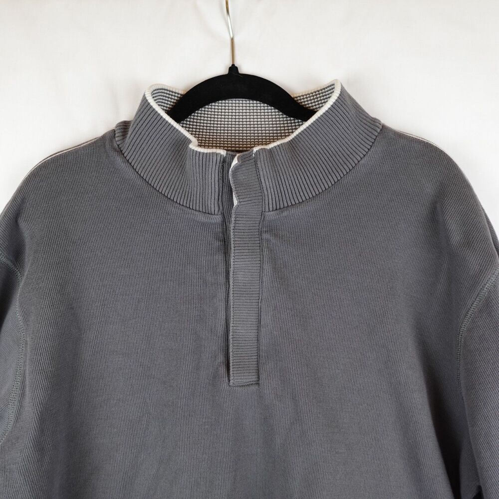 Hathaway Pullover Ribbed Knit Sweater Men's XXL Gray 1/4 Button Up Fall Golf - Picture 9 of 13